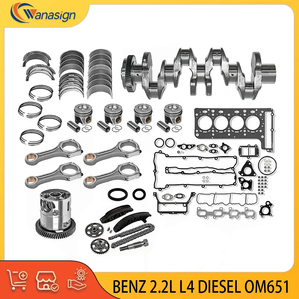 AUTO ENGINE PARTS CRANKSHAFT & ENGINE REBUILD KIT for MERCEDES-BENZ GLC X253 2.1L 2.2L L4 2.2 L T DIESEL OM651 CDI