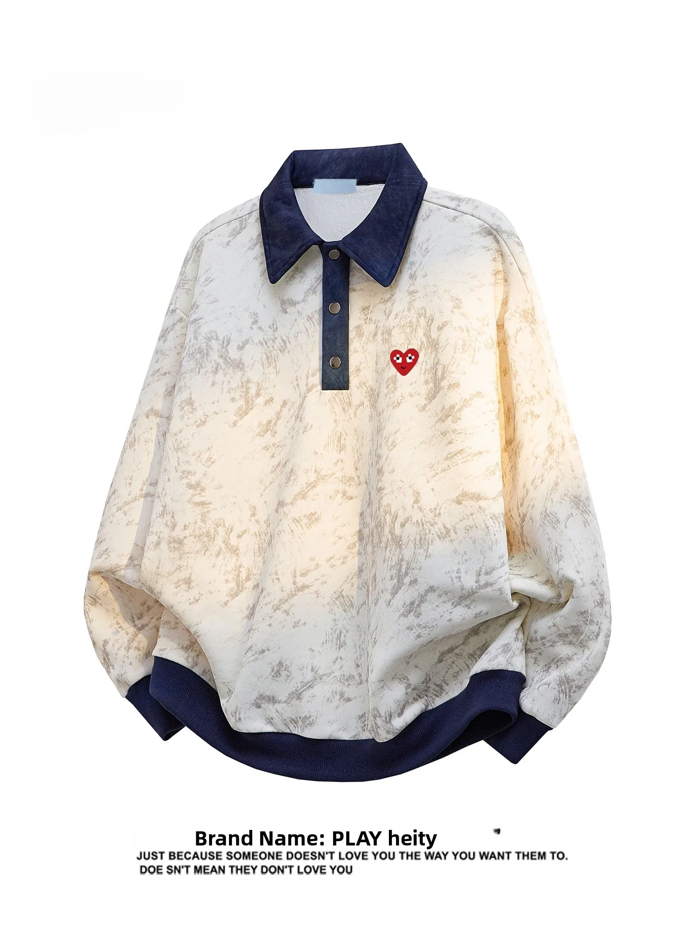 

Play Hei American Retro Contrast Color Deconstruction Patchwork Loose Couple Hoodies Casual Sle Youth ular Long Sve