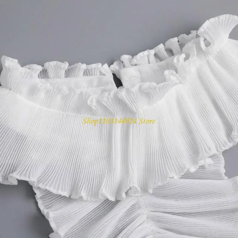 N5KE Victorian Colonial Jabot Ruffle False Collar and Cuffs Set for Parties