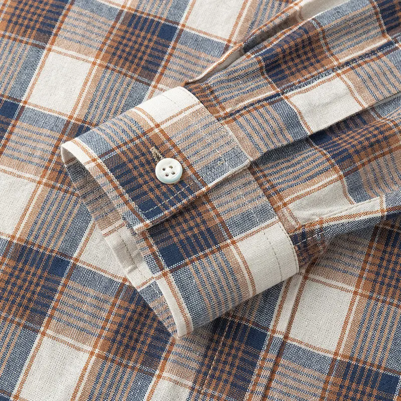 Männer Hemd Plaid 100% Baumwolle Flanell Langarm Oversize Lose Frühling Herbst Straße Casual Business Männlich Bequeme Kleid Hemd – Detail 14