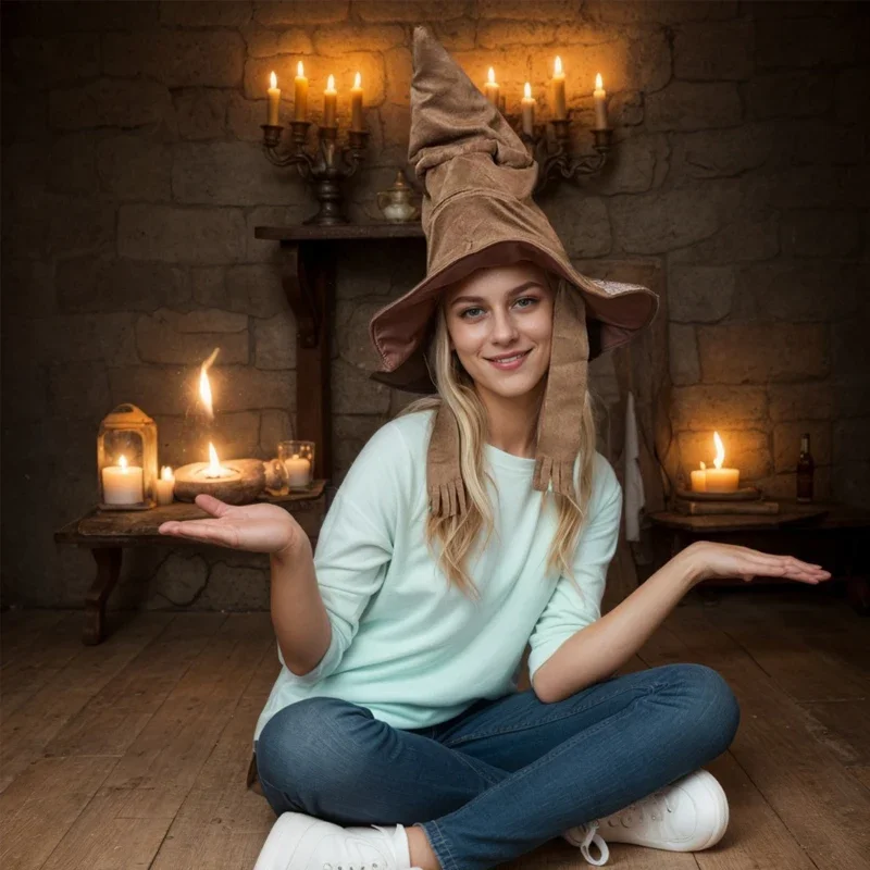Beliebte Filmrequisiten Harry Potter Hexen-Zauberer-Hut Zuschlagshut aus Leder Halloween-Party-Requisiten Verkleidungshut Herren Cosplay-Kostüm-Accessoires