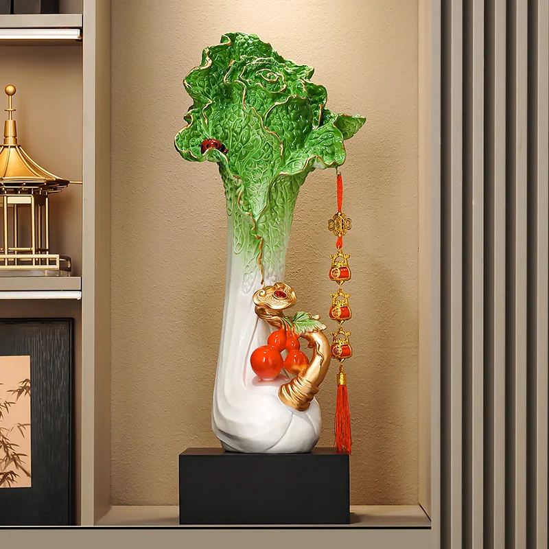 LTT Large Cabbage New Chinese Style Wealth Charm Home Living Room Entrance TV Cabinet Decoration