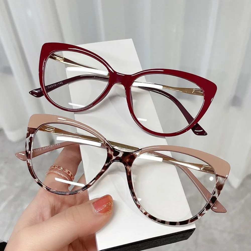 Aesthetic Glasses Replaceable Lens Eyeglasses Cat Eye Metal Frame Retro Eyeglasses