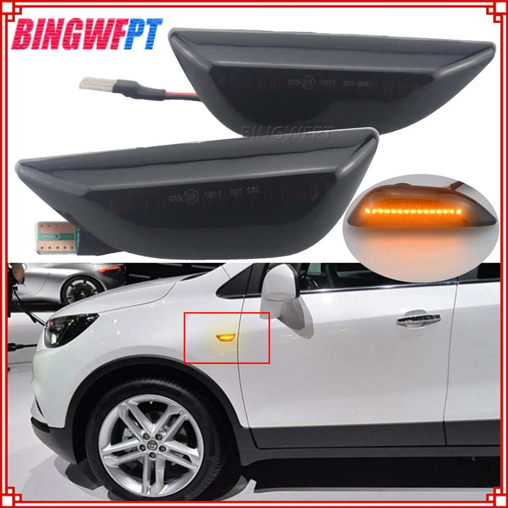 

2PCS Dynamic Led Side Marker Flowing Turn Signal Sequential Blinker Lamp For Opel Mokka X Chevrolet Trax 2013-2020 Buick Encore