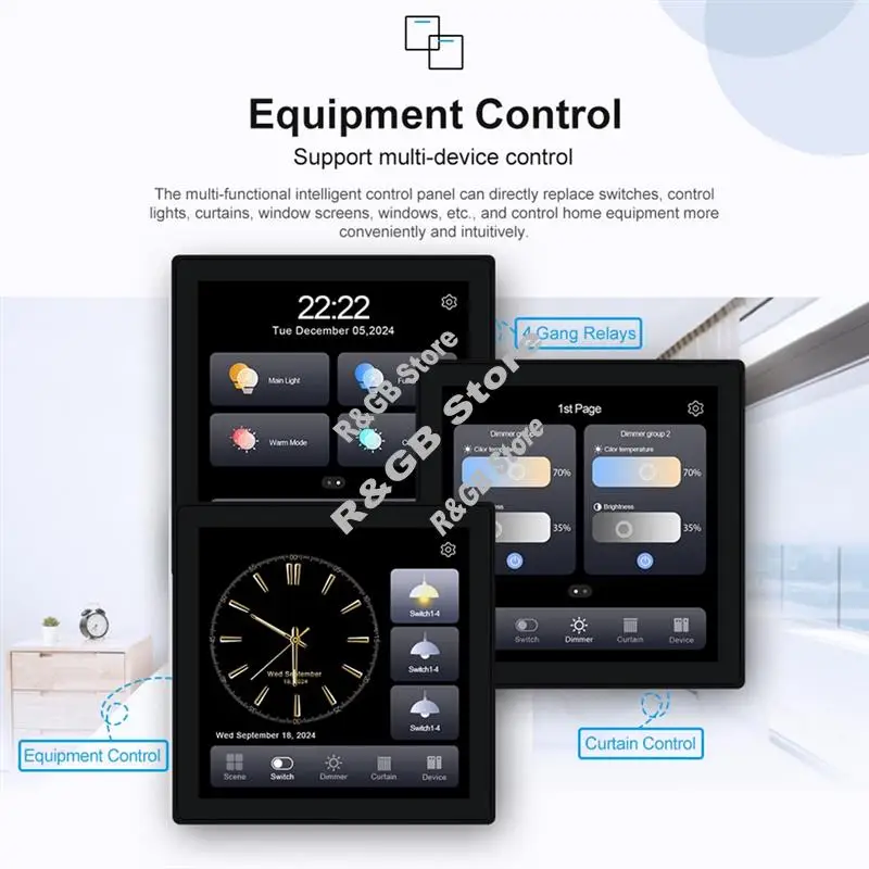 

Tuya Smart Control Panel Smart Control Panel Touch Screen Panel Switch Zigbee Intelligent Home Wall Push Light Switch Black-AT48