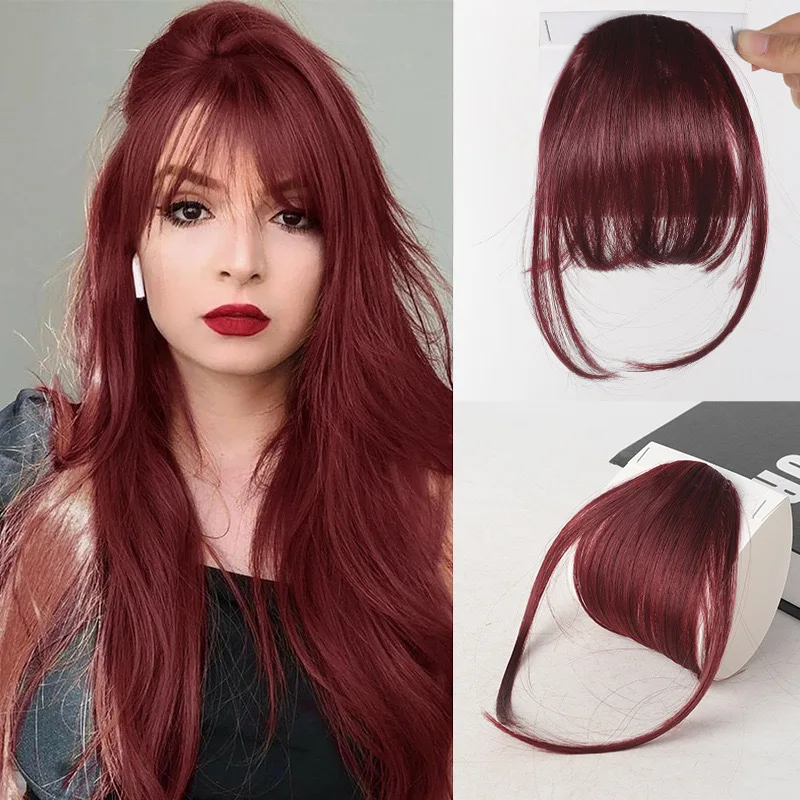 Synthetische Clip-in-Ponyfransen mit Seitensträhnen, Haarteile, künstliche Pony-Extensions für Frauen – Detail 18