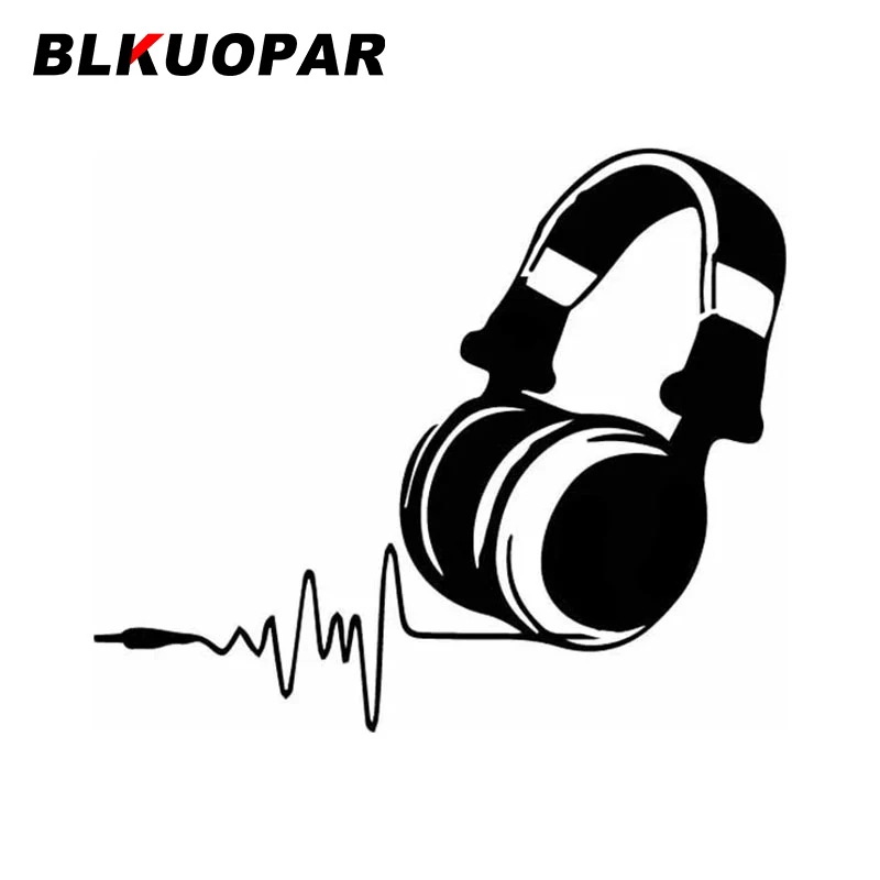 

BLKUOPAR Heartbeat Earphone Cable Car Stickers Creative Vinyl Decal Occlusion Scratch Die Cut Caravan Surfboard Car Lable