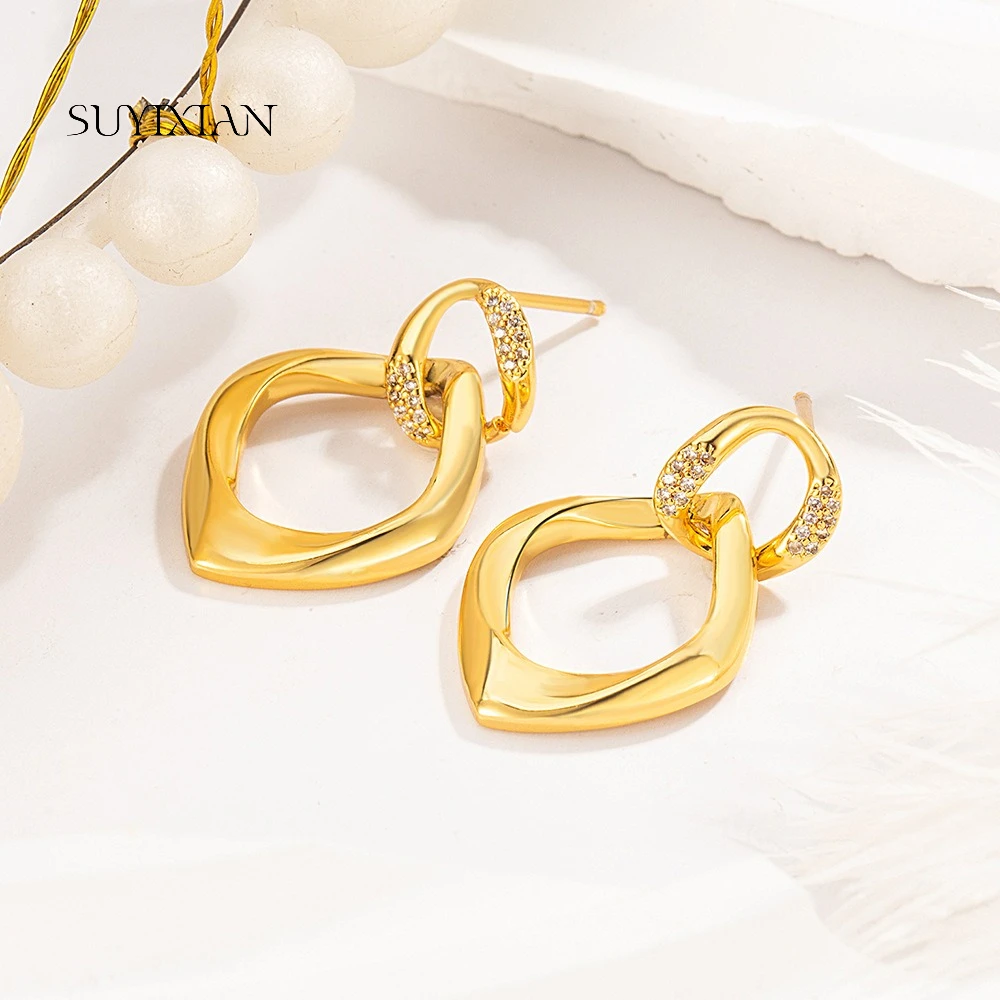 925 Sterling Silver Light Luxury Fashion Twist Zircon Earrings Birthday Party Anniversary Gift Ladies Jewelry