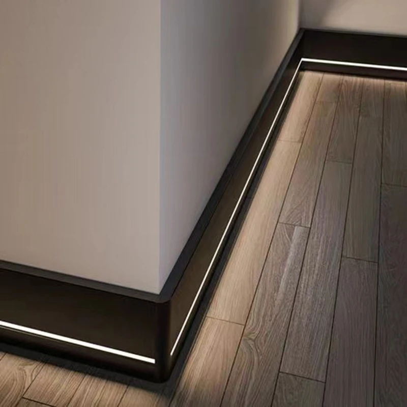 H80mm LED Skirting Line 0.5m 1m Brushed LED Aluminium Profile Floor Baseboard Bar Strip Light Metal Wall Skirting Linear Lamp