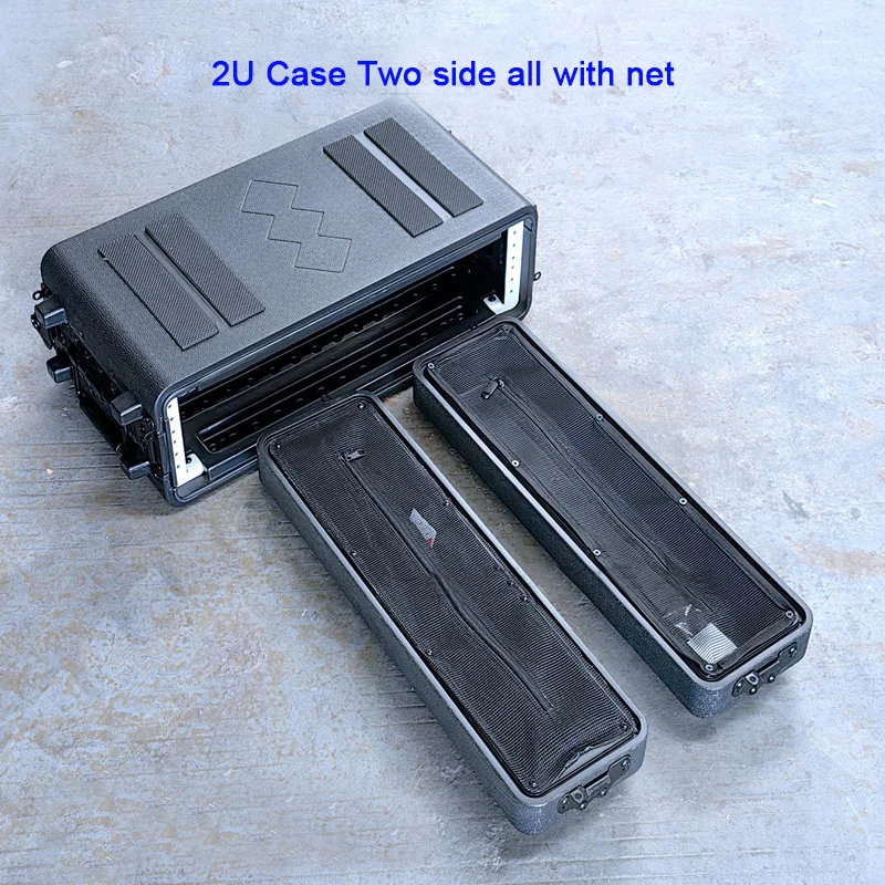 2024 New PE Plastic Flight Case With 260mm Deep Power Amplifier  Wireless Microphone Case Shock-proof Double Door Cabinet Audio