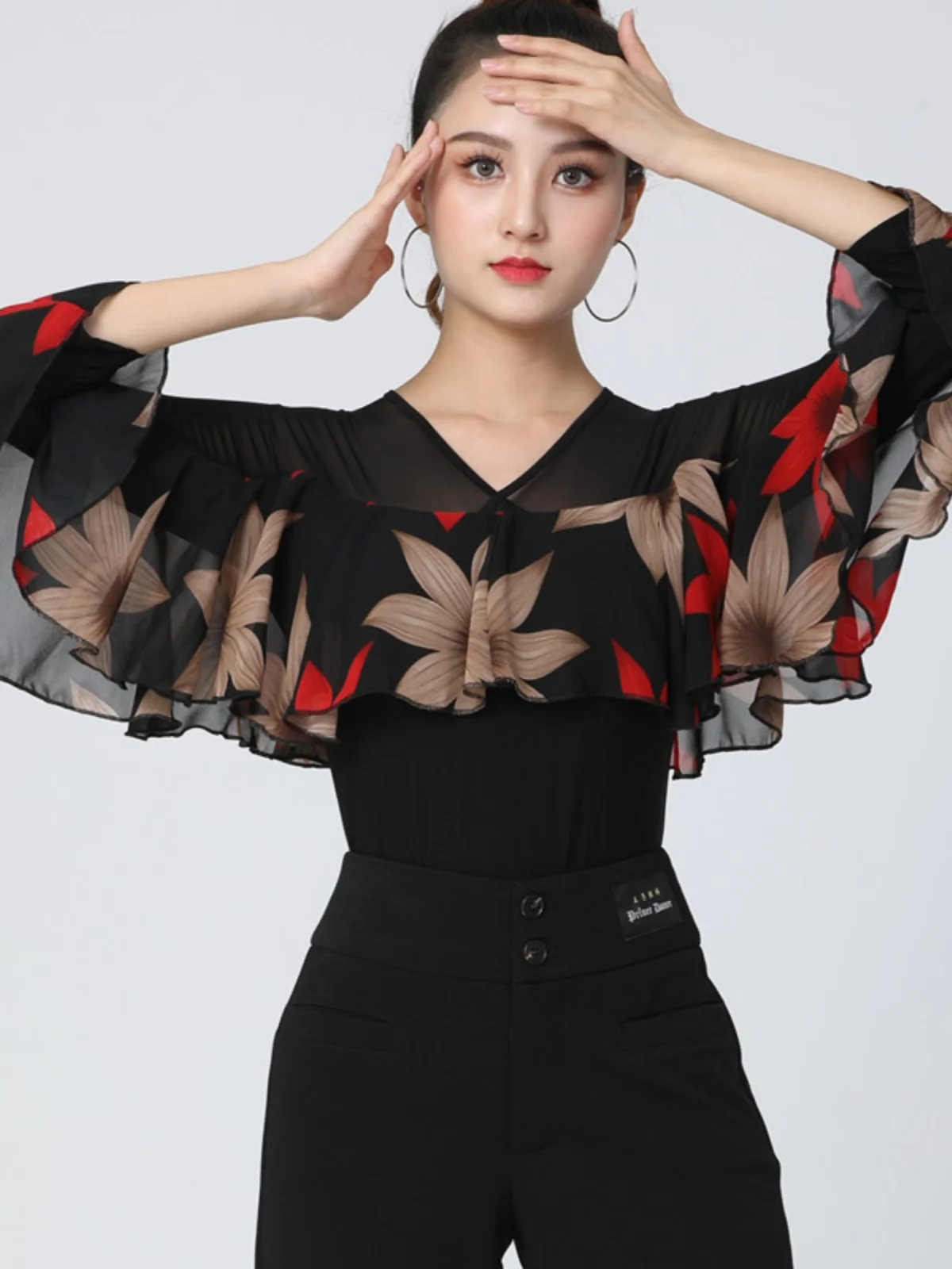 Modern Dancing Costume Set Women's Top New Style Guitab Dance Uniform Sailor Dance Clothing Commute Style Slim Fit Polyester ...