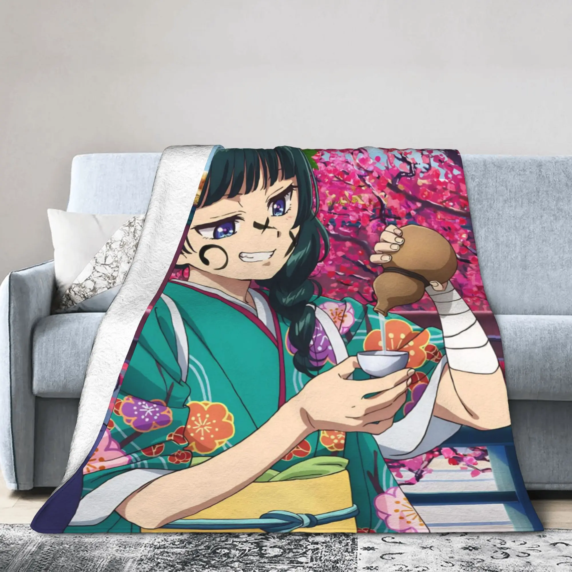Maomao Anime Flannel Blankets Apothecary Diaries Novelty Throw Blanket for  Sofa Bedding Lounge 125*100cm Quilt,