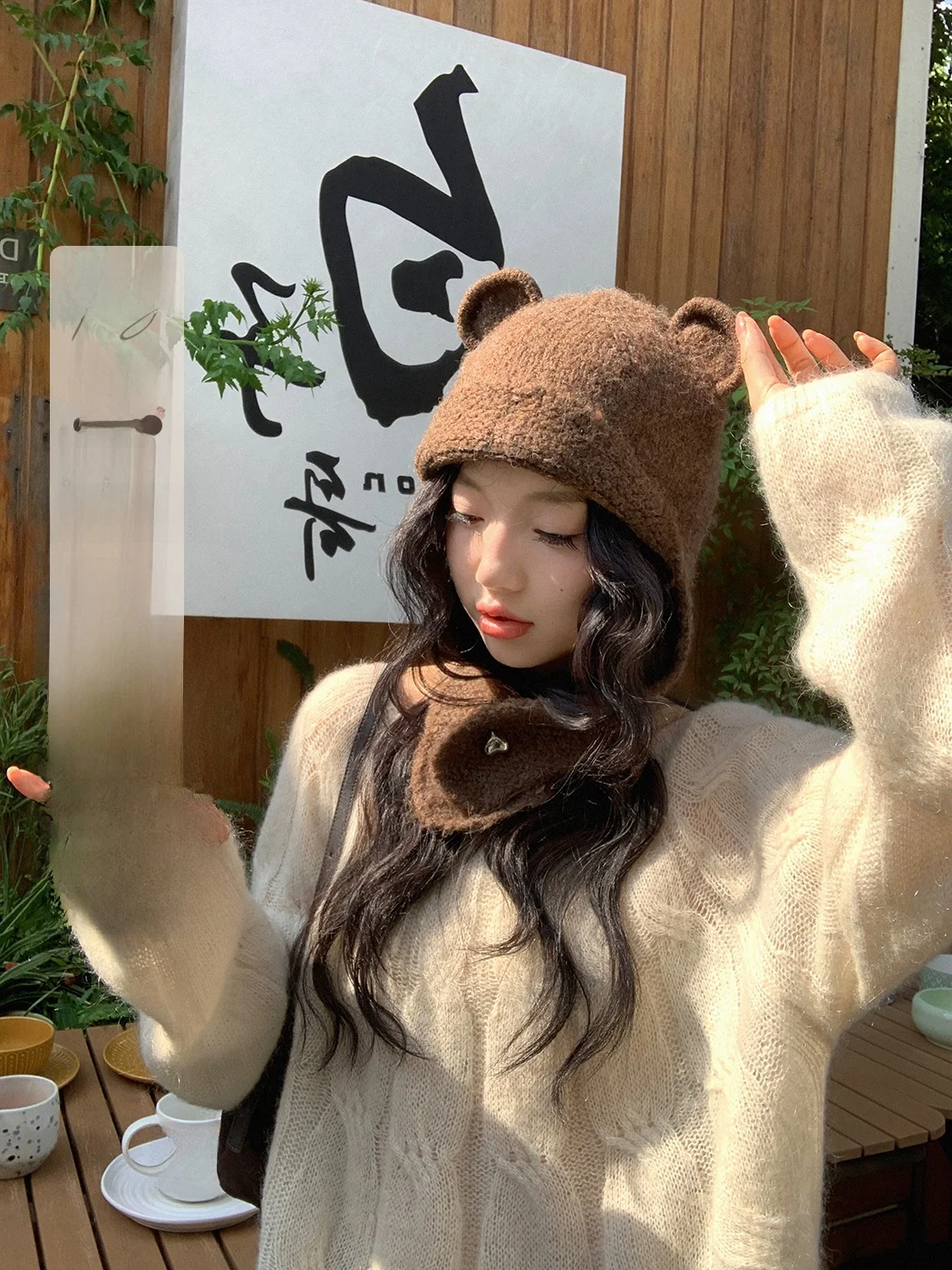 

Ibell Zhang Beibei Свободный вязаный свитер Camere из шерстяной пряжи Vintage Twist Flower Design Повседневный женский длинный све Cr...