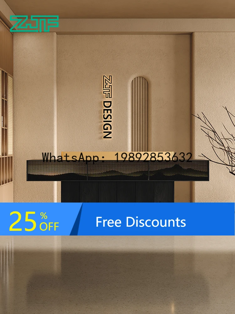 

YFY Store Black Light Luxury Cashier Counter Simple Modern New Chinese Style Company Front Desk Reception Desk Bar Counter