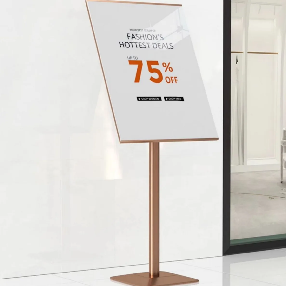 Shopping mall display board display stand vertical poster stand golden narrow-sided floor-to-ceiling billboard door publicity