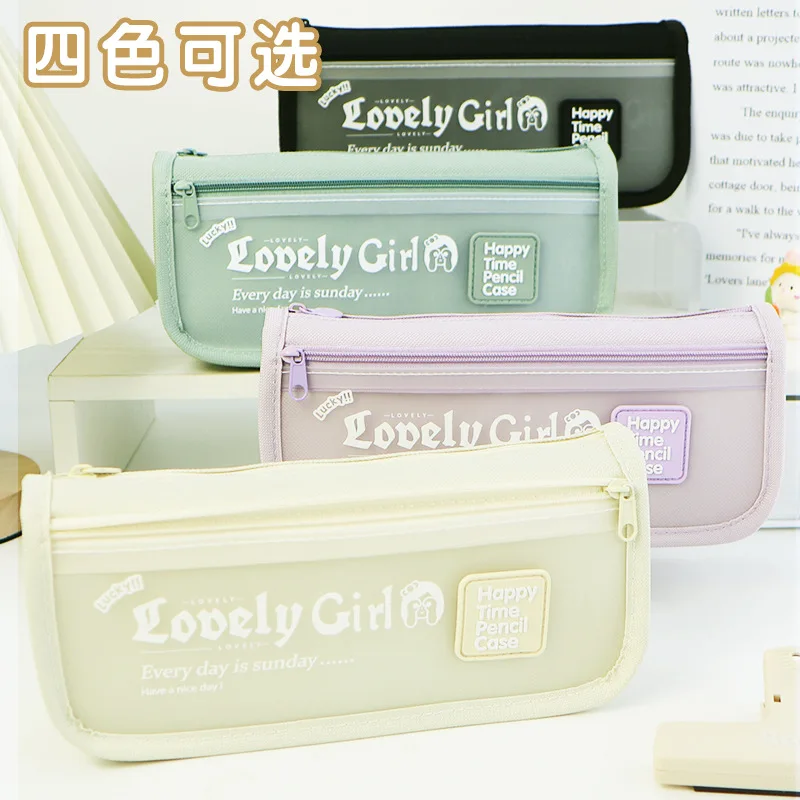 Large-capacity Primary Secondary School Student Stationery Box Simple Stationery Bag Ins High-value Girl Transparent Pencil Case