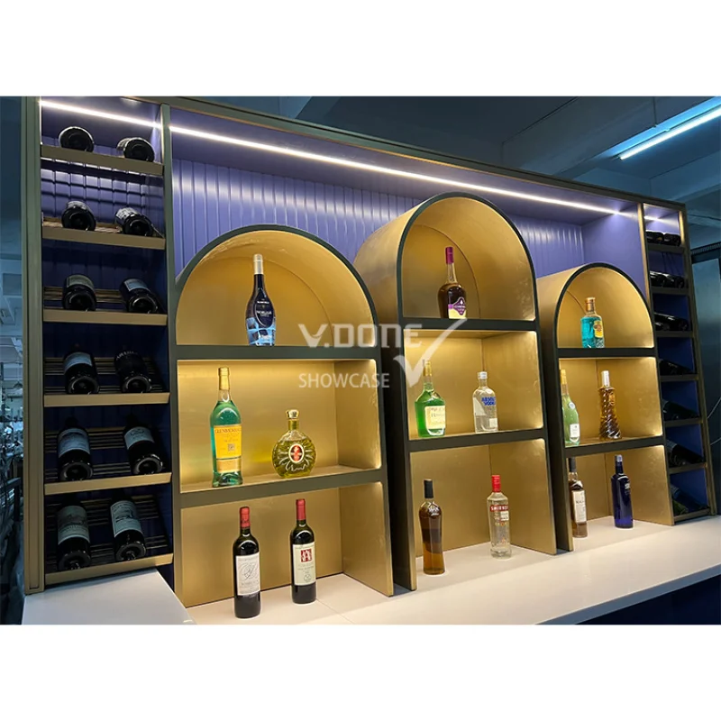 Customized-whiskey glass wine cabinet bar wine storage modern stainless steel display wine cellar living room furniture