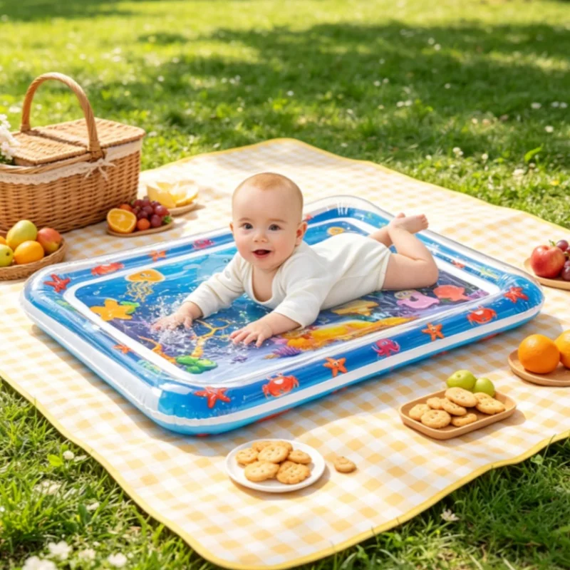 Infant inflatable toy summer children's baby crawling training mat PVC inflatable bouncing water mat round water mat