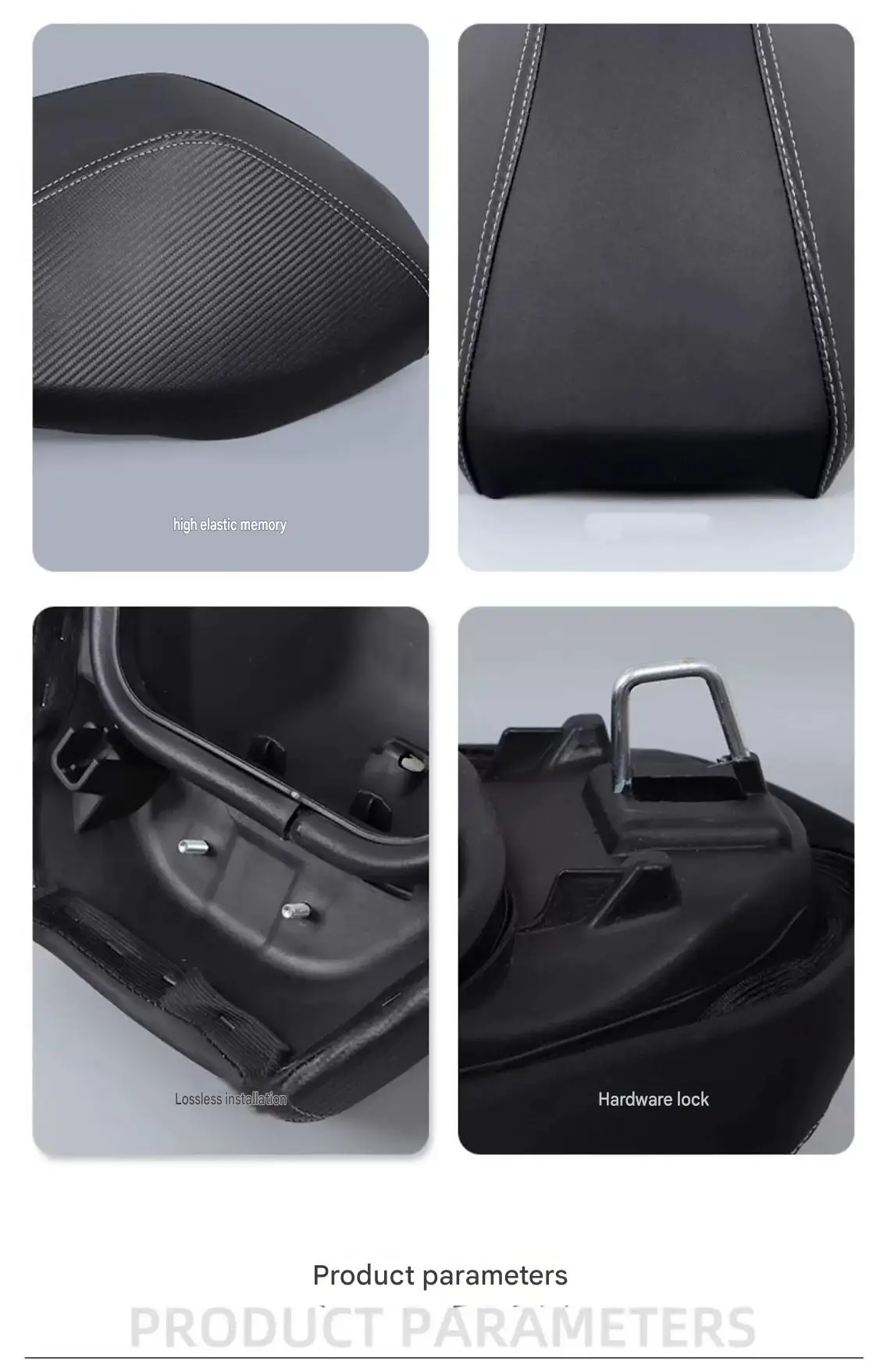 For PCX160 Scooter Modified Integrated Seat Assembly Built-In Lumbar Cushion Carbon Grain Leather Non-Destructive Original Mount