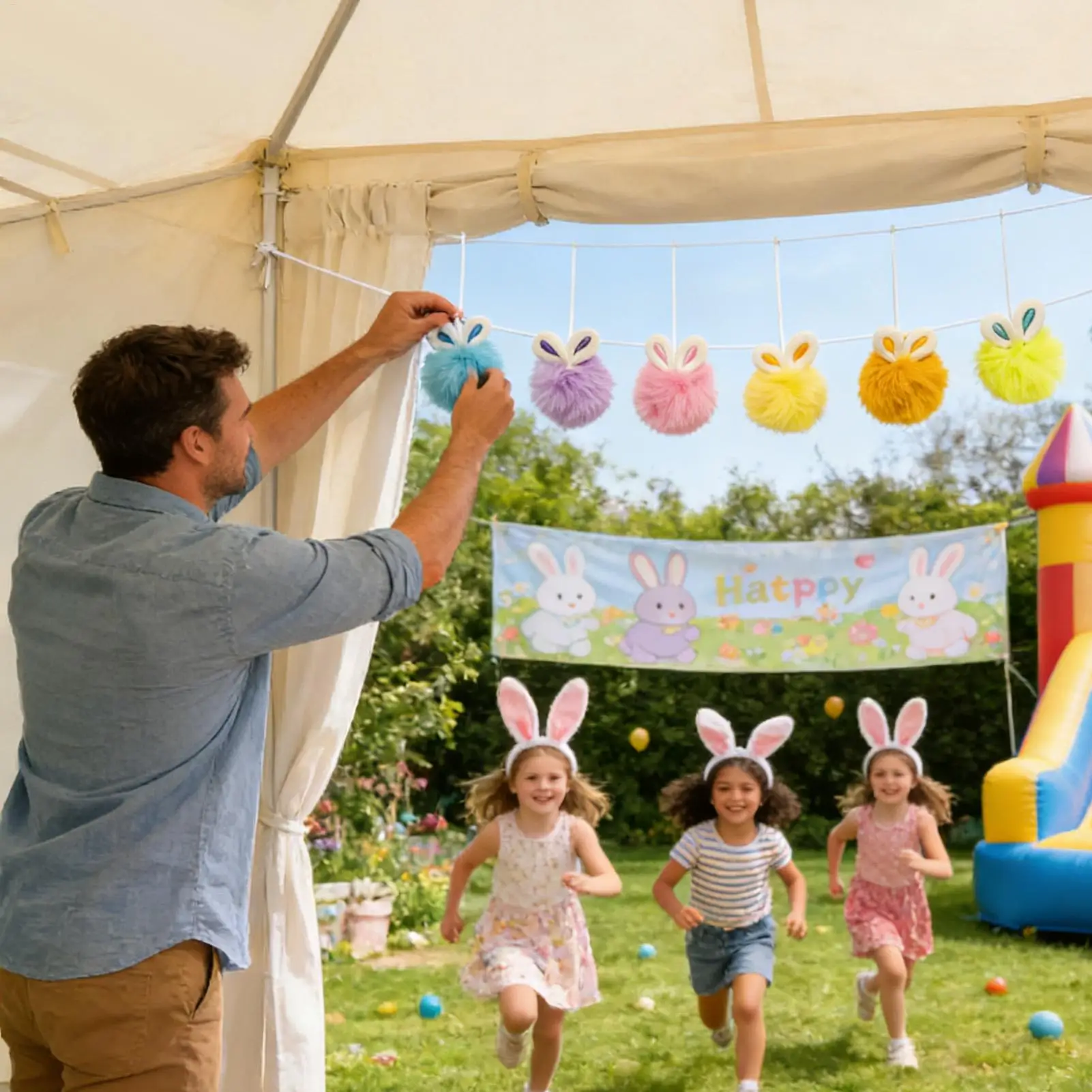 

Spring Bunny Pendant 6 Pieces Cute Hangable Bunny Ear Plush Ornament For Wall Living Room Bedroom Entryway Entrance Family