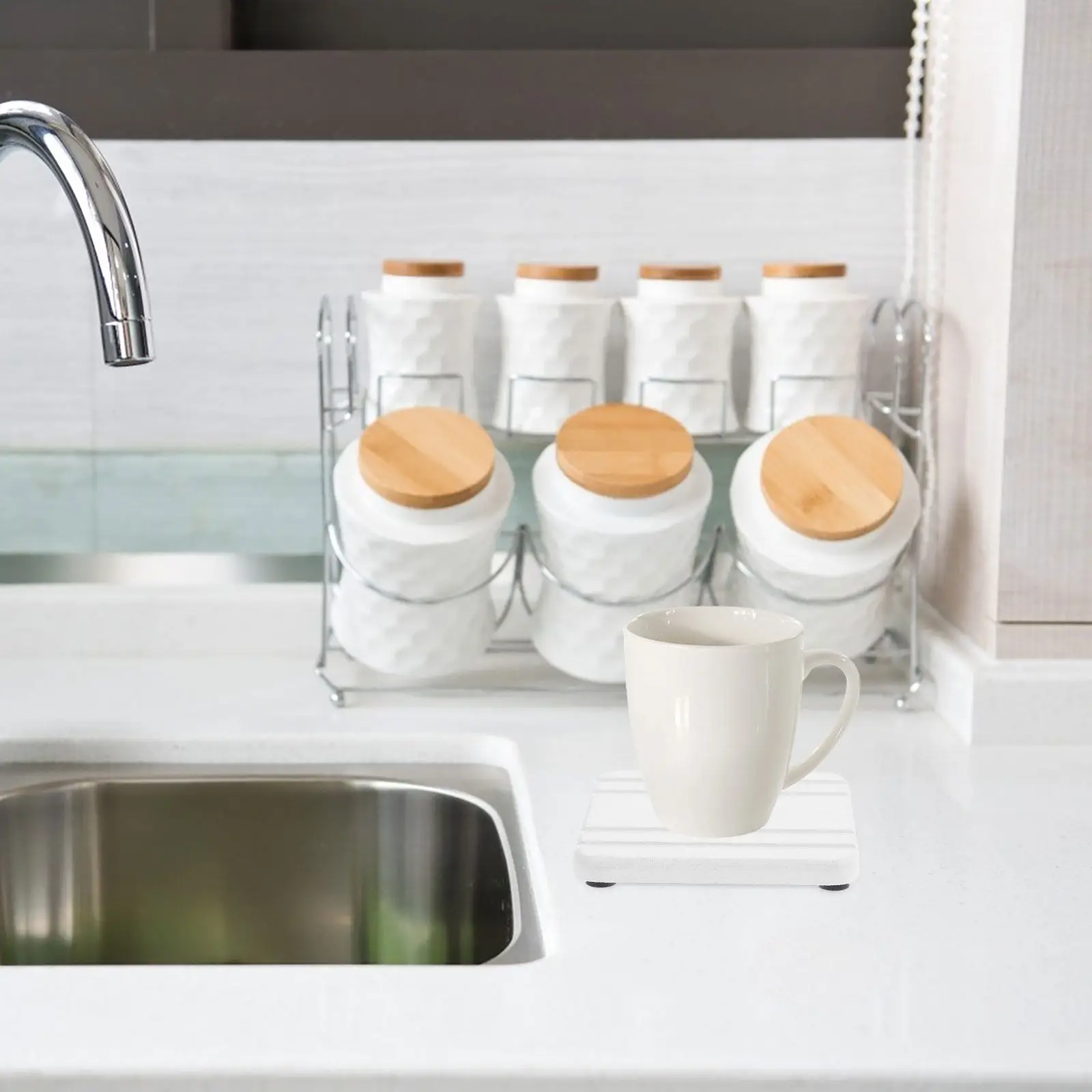 3Pcs Stone Absorbent Drying Tray Mat Fast Dry Sink Soap Sponge Holder Vanity Organizer Kitchen Bathroom Counter