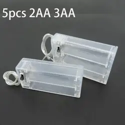 5pcs white Transparent 2/3 solt AA 3V 4.5V Battery Holder Box Case With Switch AA 2XAA 3XAA 2AA for led lights repair diy J17