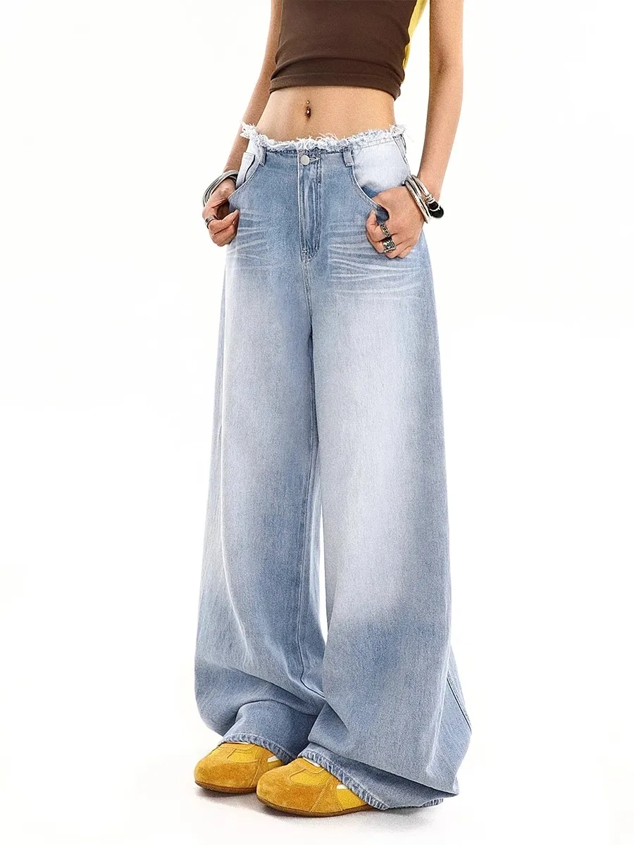 

Vintage Baggy Flash High Waist Jeans Women Y2K Wide Leg Oversized Harajuku Popular Fashion Streetwear Jeans Pants