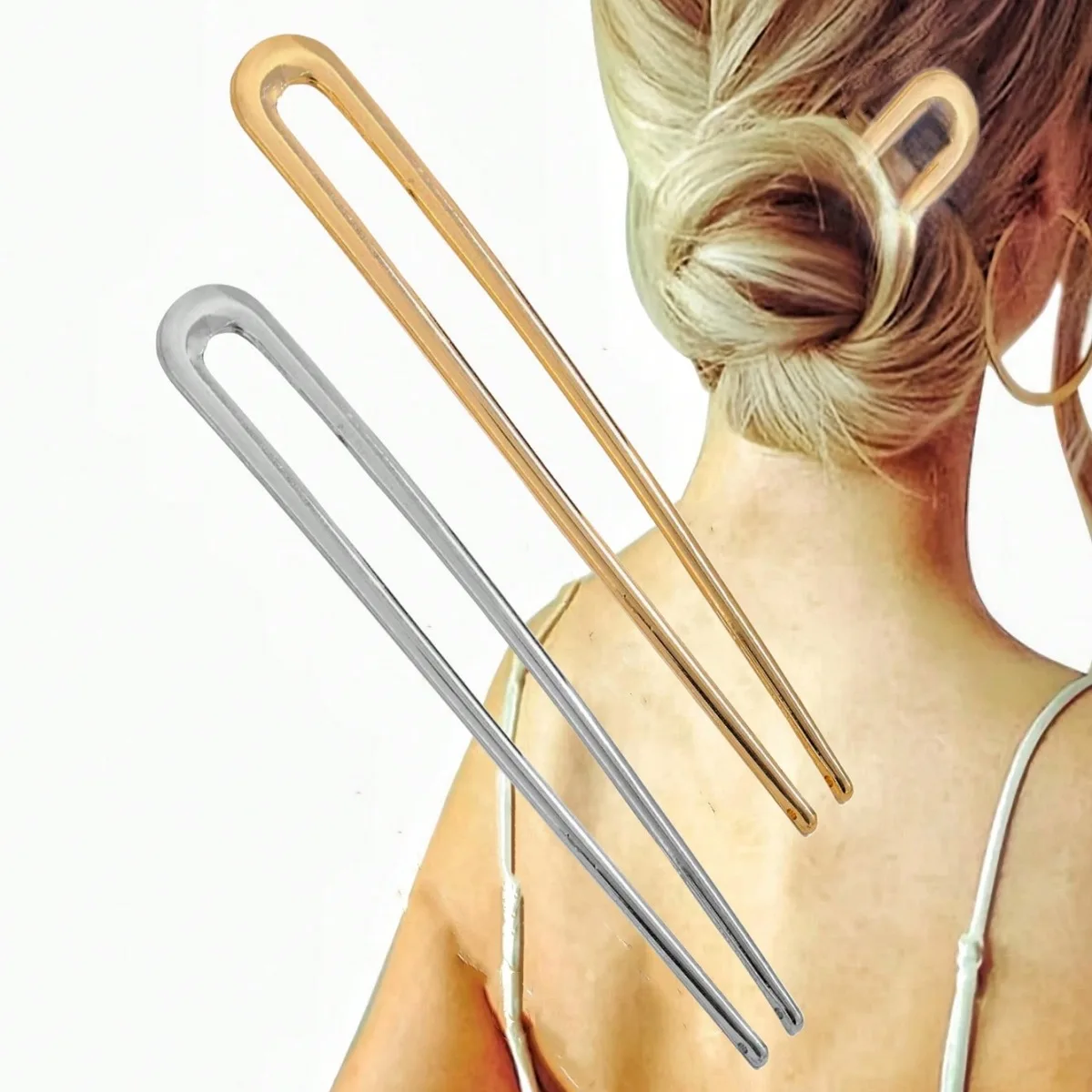 U-förmige Haarnadel für Damen, eine schlichte und retro-inspirierte Haarnadel, ist modisch, klassisch und vielseitig einsetzbar. – Detail 1