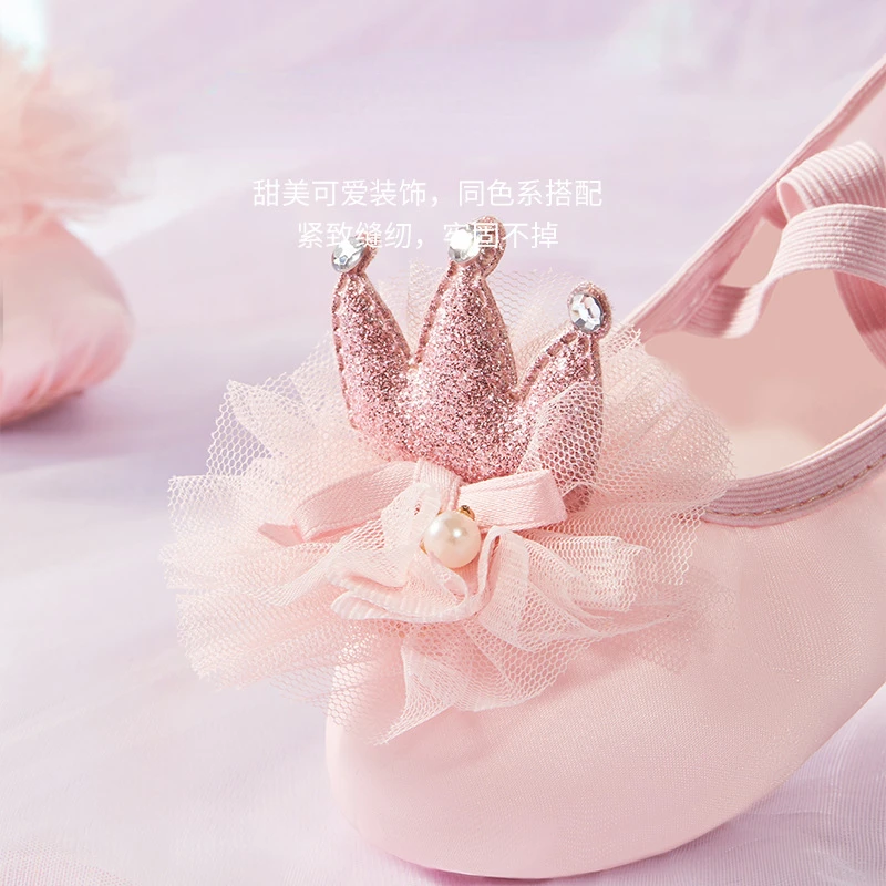 Ballet Dance Shoes For Girl Adult 3D Mesh Crown Cat Claw Shoes Spring New Satin Stage Performance Gymnastics Yoga Shoes