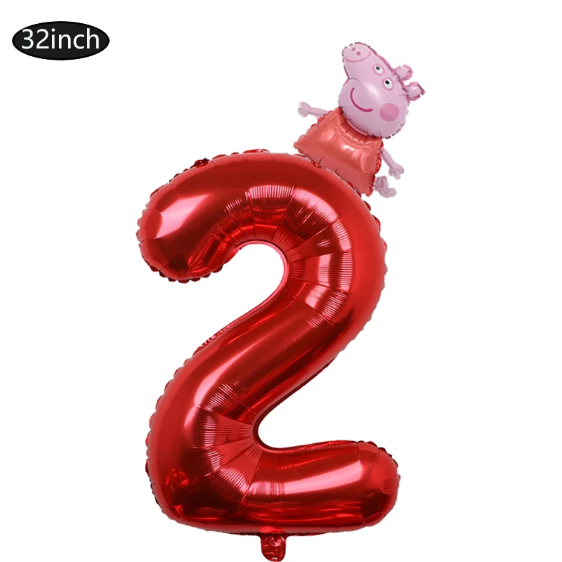 2 SZTUK 32/40 cali uroczy cyfrowy zestaw balonów z serii Peppa dla dzieci urodziny dekoracja weselna baby shower Globos