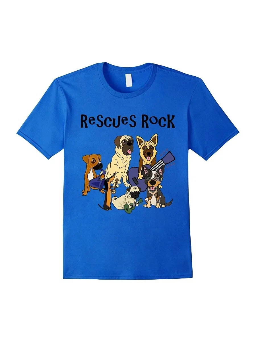Funny Rescue Dogs Rock T-Shirt. Summer Cotton Short Sleeve O-Neck Mens T Shirt New S-3XL