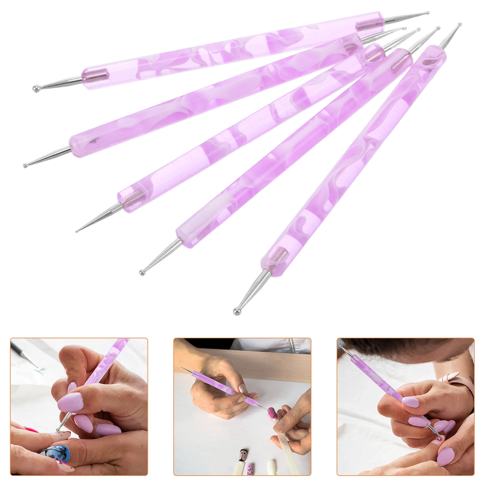 Conjunto de canetas pontilhadas para arte em unhas, 5 peças, ponta dupla, kit de ferramentas de decoração de unhas, faça você mesmo, acessórios de arte de manicure, ferramentas pontilhadas