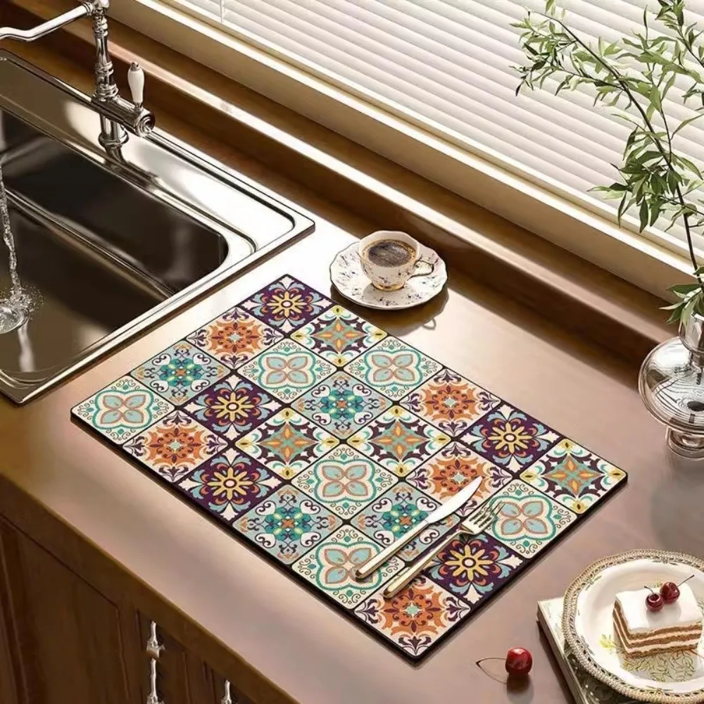 

Creative Rectangle Placemats Anti Slip Water Dining Table Place Mats Absorption Oilproof Anti Scald Pad Household