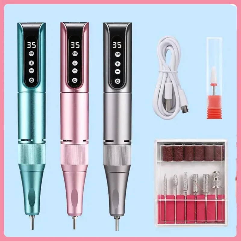 

Wireless Nail Drill Pen 35000RPM USB Rechargeable Portable Manicure Tool for Nail File Polishing Salon Use