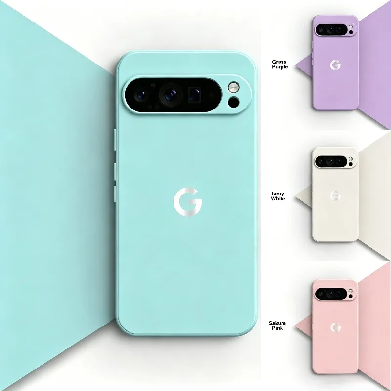 Original with G LOGO Liquid Silicone Case for Google Pixel 11 10 9 8 7 6A Pro XL Thin Slim Support Wireless Charge Protect Cover