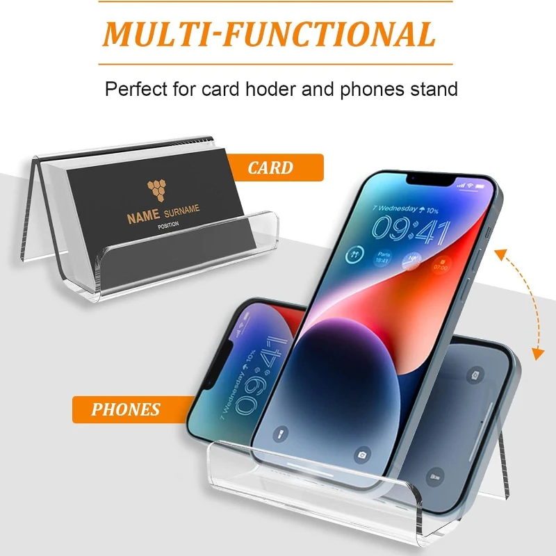 1/2/4Pcs Clear Acrylic Name Card Holder Desk Tent Style Business Card Display Stand Table Name Plate Holder