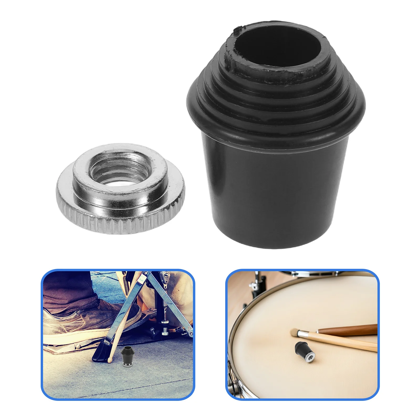 

1 Set Anti-Slip Drum Leg Pad With Nut Threaded Rubber Foot For Bass Drum Stability Replacement Parts Percussion Accessories