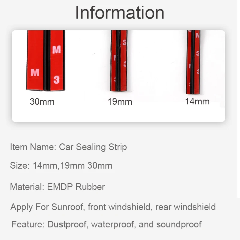 2Meter Gummi Auto Dichtung Streifen 14/19/27/30/35mm Auto Dach windschutzscheibe Dichtstoff Schutz Fenster Dichtung Streifen Schallschutz Band – Detail 11