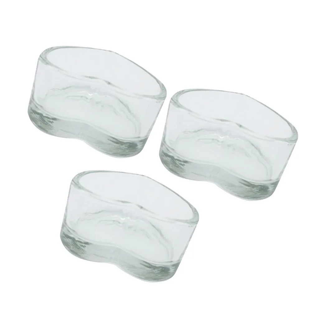 

3 Pcs Heart Candles Candlestick Holder Creative Decorative Cup Glass for Wedding