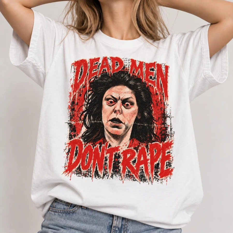 Aileen Wuornos Grunge Shirt, Dead Men Don’t Rape Tee, Horror Portrait Graphic, Distressed Black T-Shirt, True Crime Streetwear