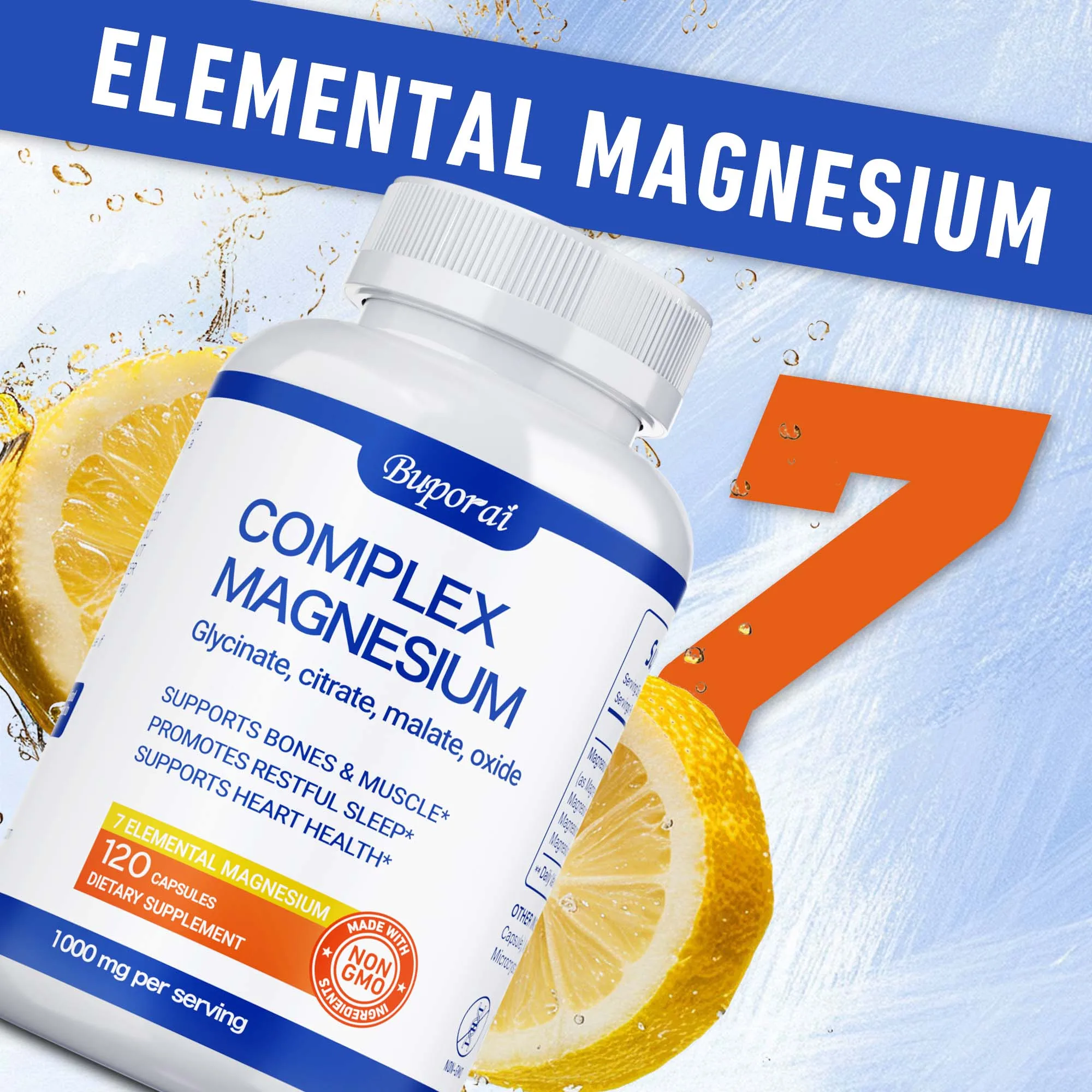 

Magnesium Complex Capsules - Reduces Stress and Anxiety, Natural Sleep, Promotes Bone and Muscle Health, Boosts Immunity