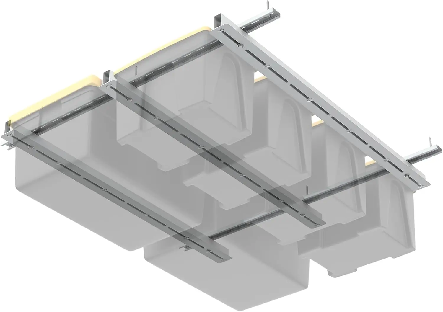 

Система хранения на потолочной рейке, потолочная система хранения для гаража, сверхпрочная регулируемая рейка для контейнеров (белая, контейнеры в комплекте)