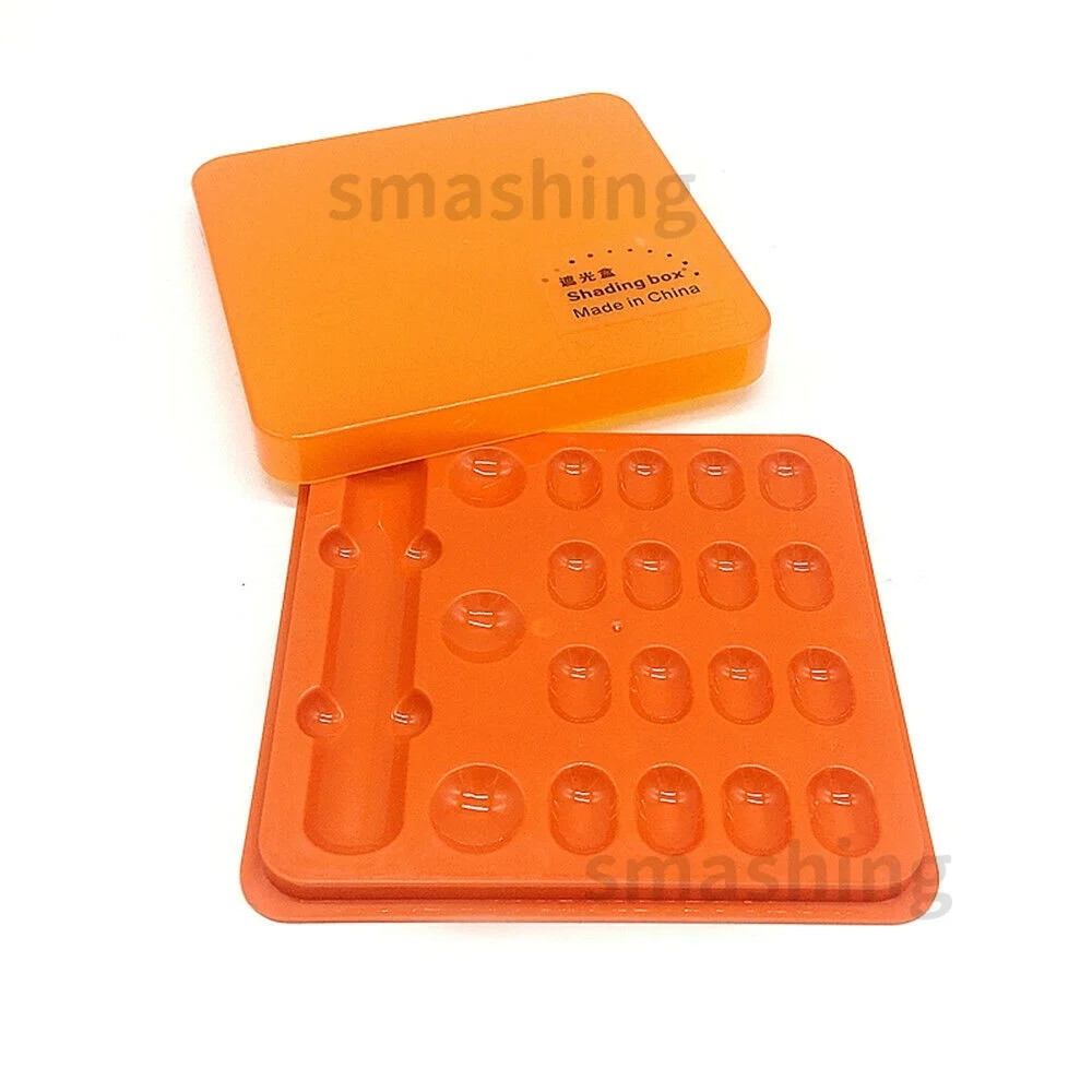 3Pcs Dental Light Cure Hand Shield Composite Mixing Cover Orange Shading Box L/M/S