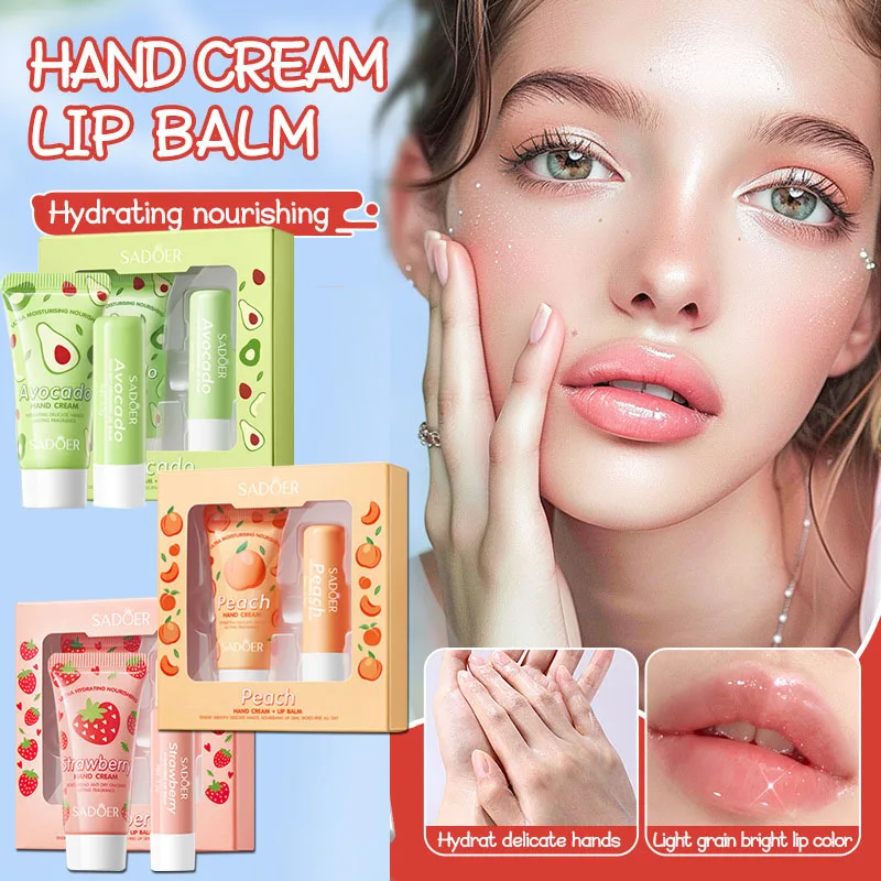 Avocado Nourishing Hand Cream Lip Balm Set Feuchtigkeitsspendende Pflege Tiefen nährende Anti-Risse Anti-Peeling-Hautpflege