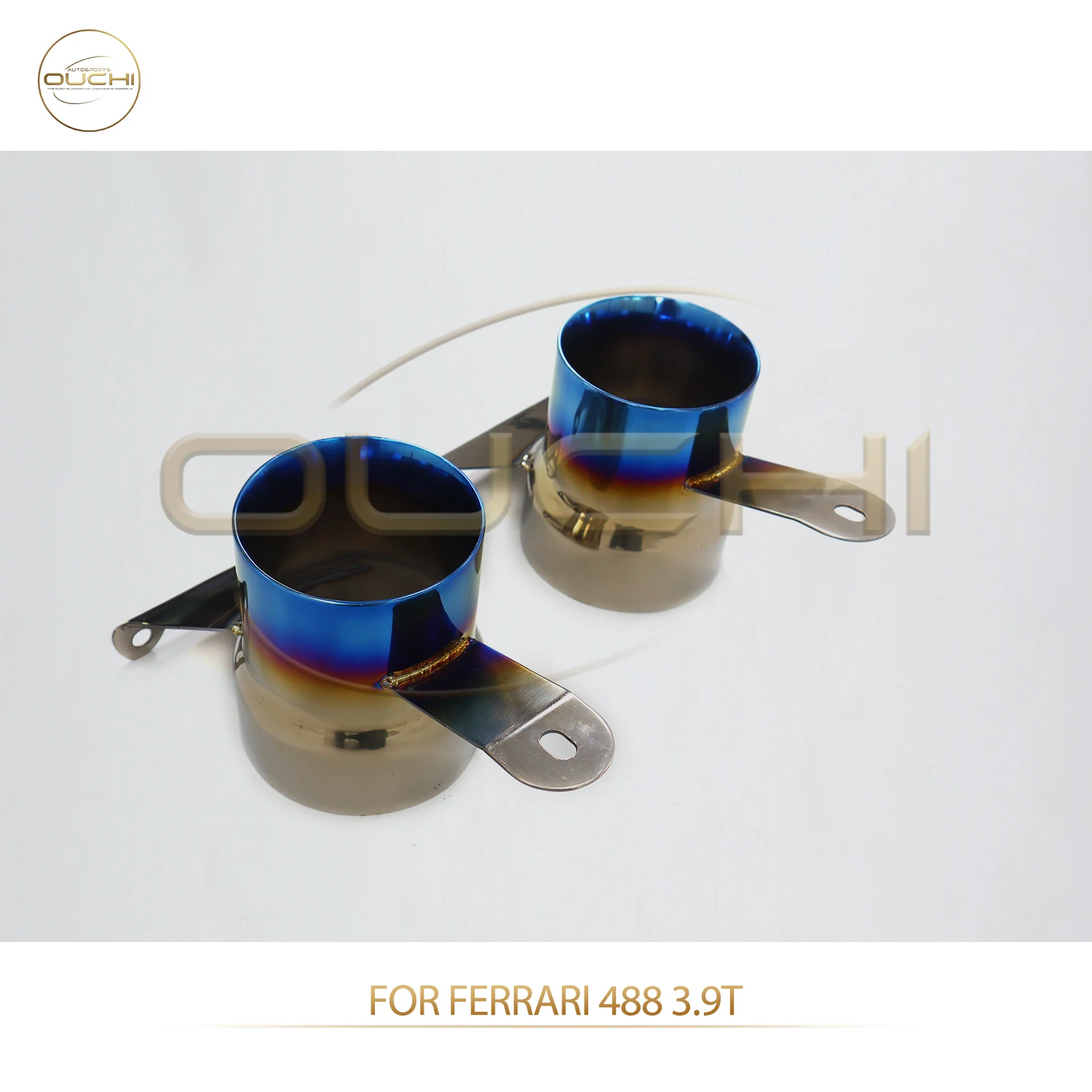 

Universal Exhaust Pipe Tip Blue Gold Color for Ferrari 488 3.9T Deep Sound Sporty Look Enhancement