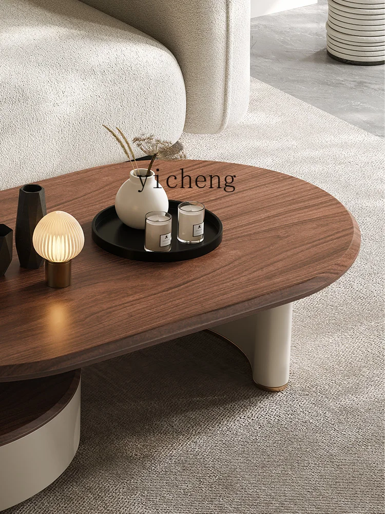 

ZZ minimalist black walnut coffee table living room home modern retro small apartment retractable storage coffee table