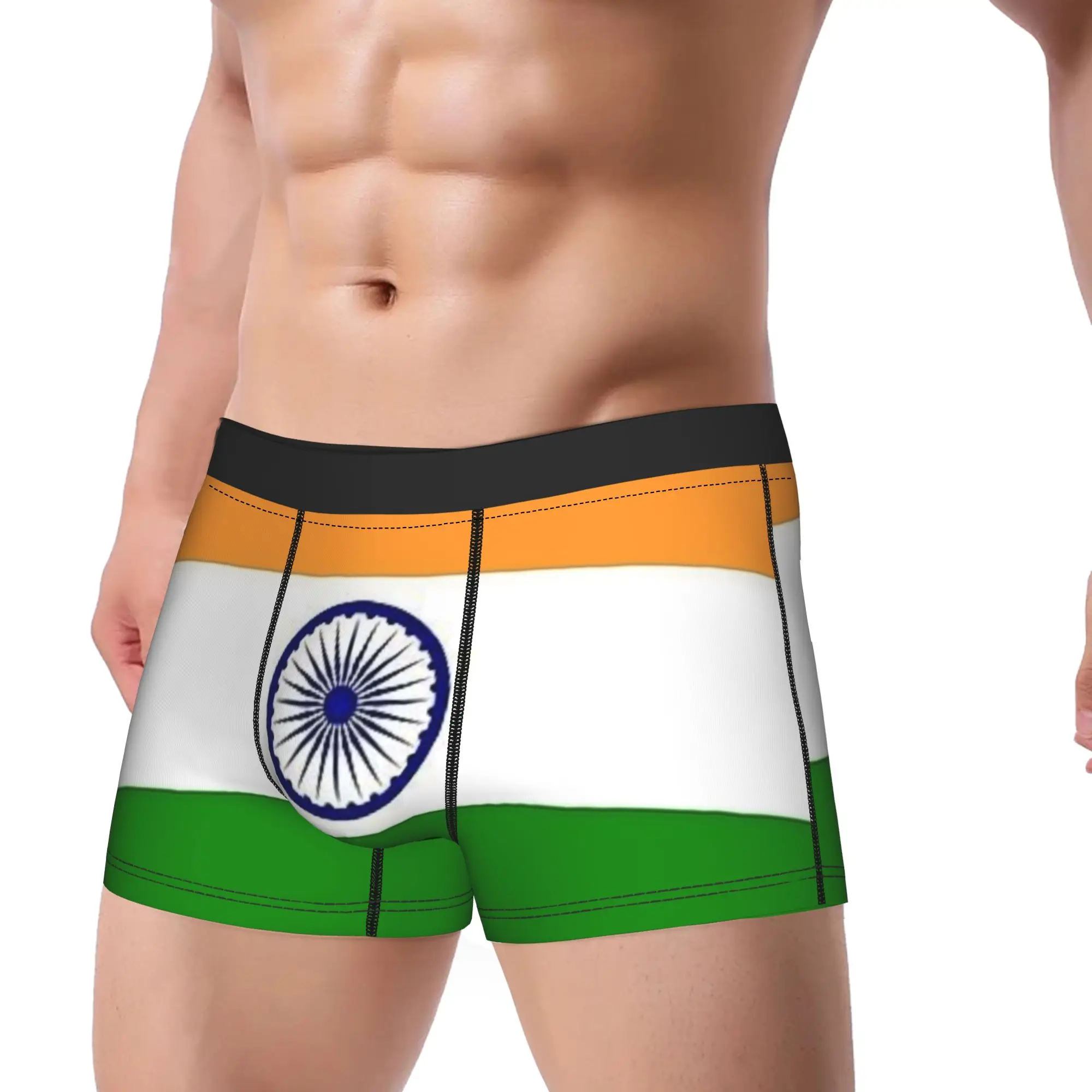 Men India Indian Flag Republic Day Independence Day Patriotic Ashoka Chakra Boxers NoveltyGift Underwear  Boxer Shorts