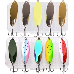 5PCS 3g-21g Luminous Fishing Metal Spoon Lure Hard Baits Bass Silver Spoon Fishing Lure Pesca Tackle Wobblers Isca Artificial