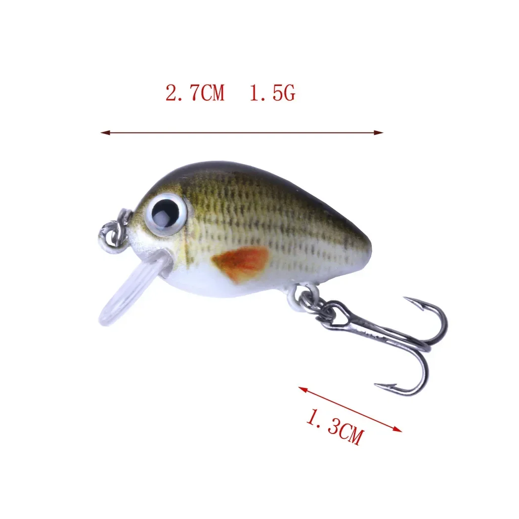 2023 New 5 Pcs Lure Set 2.7CM 1.5G Hard Bait Mini Wobblers Fat Man Lure Fishing Bait Box Trout Lure Bait Toy for Fishing