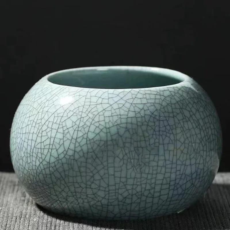 Creative Handmade Geyao Ice Crack Round Succulent Plant Pot Asparagus Fern Orchid Flowerpot Small Size Vase Home Garden Decor